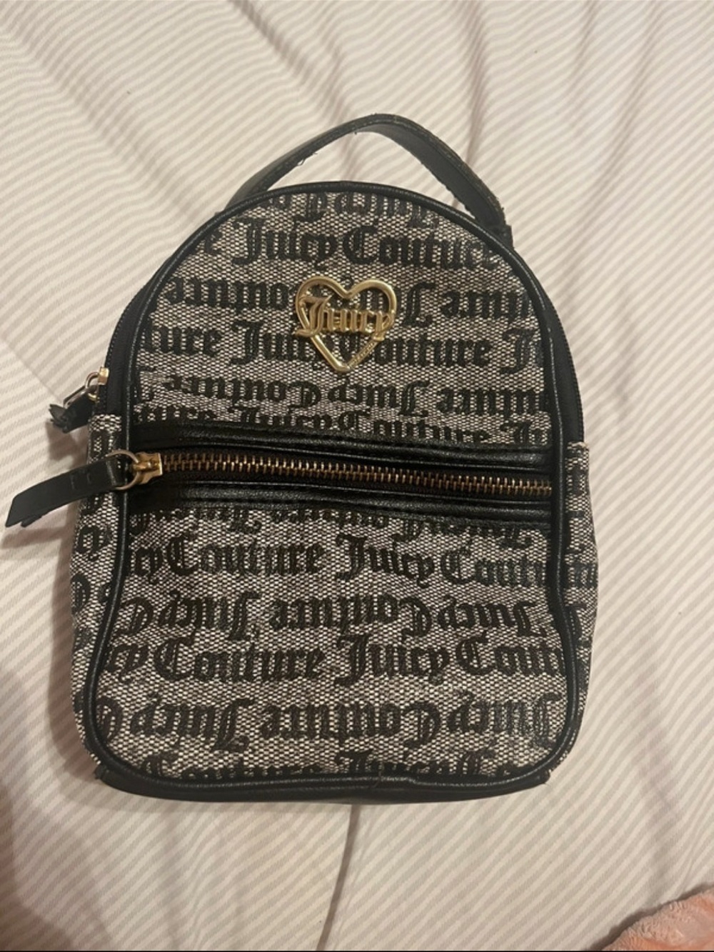 Juicy Couture Black and Grey Logo Mini Backpack